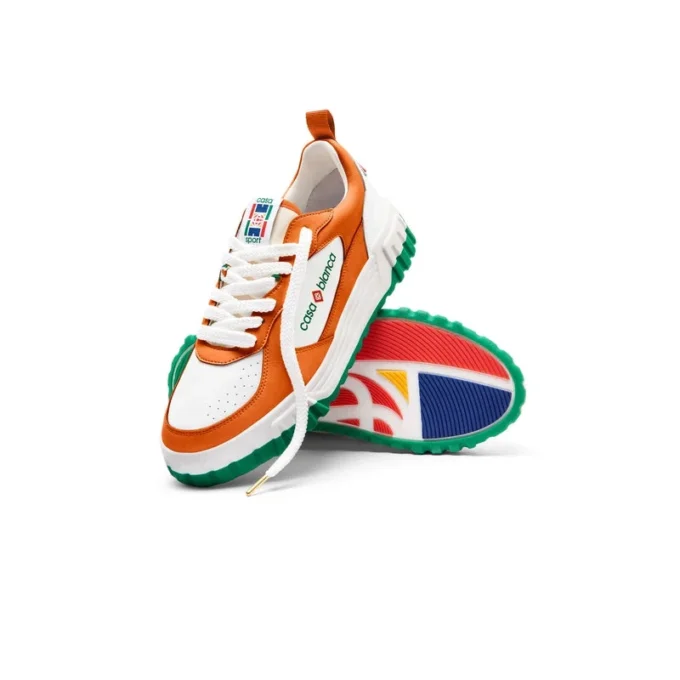Mens Court Orange & White Sneakers Mens Court Orange & White Sneakers