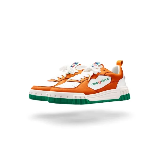 Mens Court Orange & White Sneakers Mens Court Orange & White Sneakers