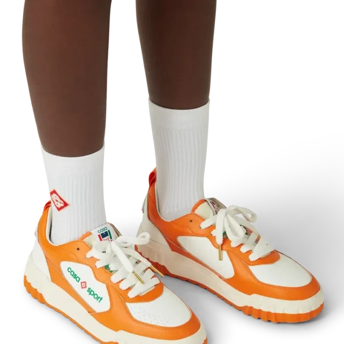 Mens Court Orange & White Sneakers Mens Court Orange & White Sneakers