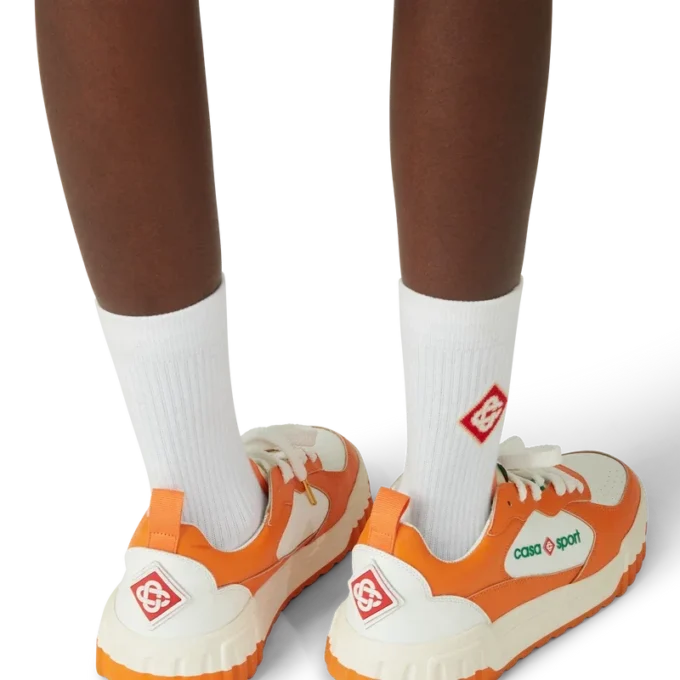 Mens Court Orange & White Sneakers Mens Court Orange & White Sneakers