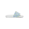 Mens White Monogram Pool Slides