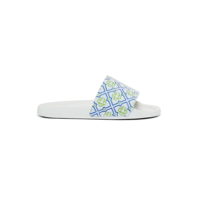 Mens White Monogram Pool Slides