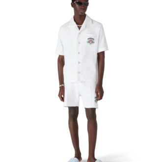 Mens White Monogram Pool Slides Mens White Monogram Pool Slides