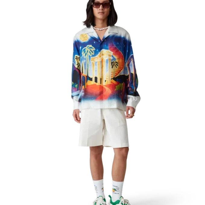 Midnight Acropolis Long Sleeve Silk Shirt Midnight Acropolis Long Sleeve Silk Shirt