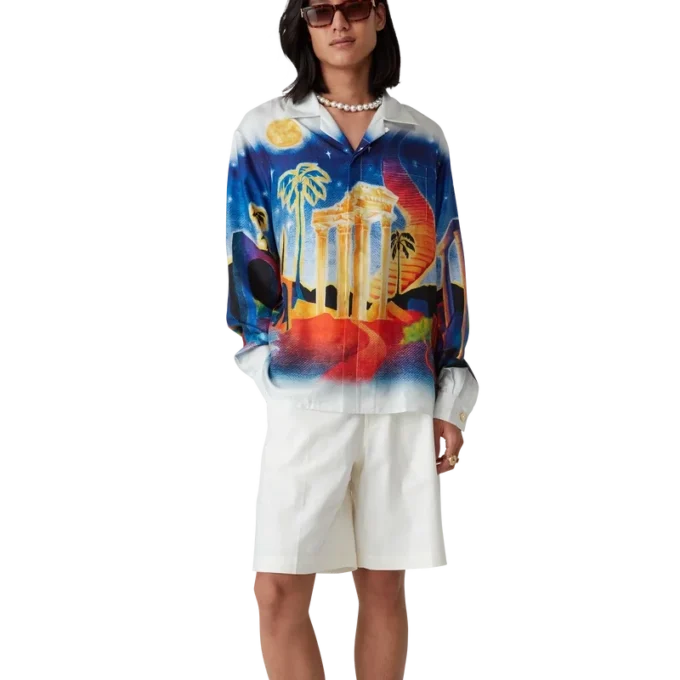 Midnight Acropolis Long Sleeve Silk Shirt Midnight Acropolis Long Sleeve Silk Shirt