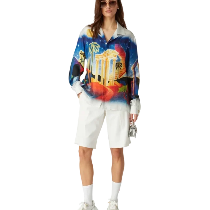 Midnight Acropolis Long Sleeve Silk Shirt Midnight Acropolis Long Sleeve Silk Shirt