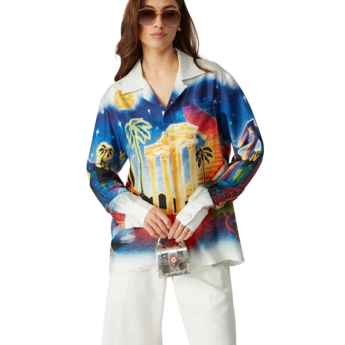 Midnight Acropolis Long Sleeve Silk Shirt Midnight Acropolis Long Sleeve Silk Shirt
