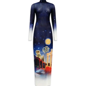 Midnight Acropolis Mesh Dress