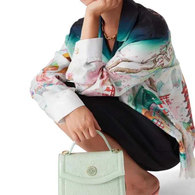 Mint Monogram Embossed Mini Jeanne Bag