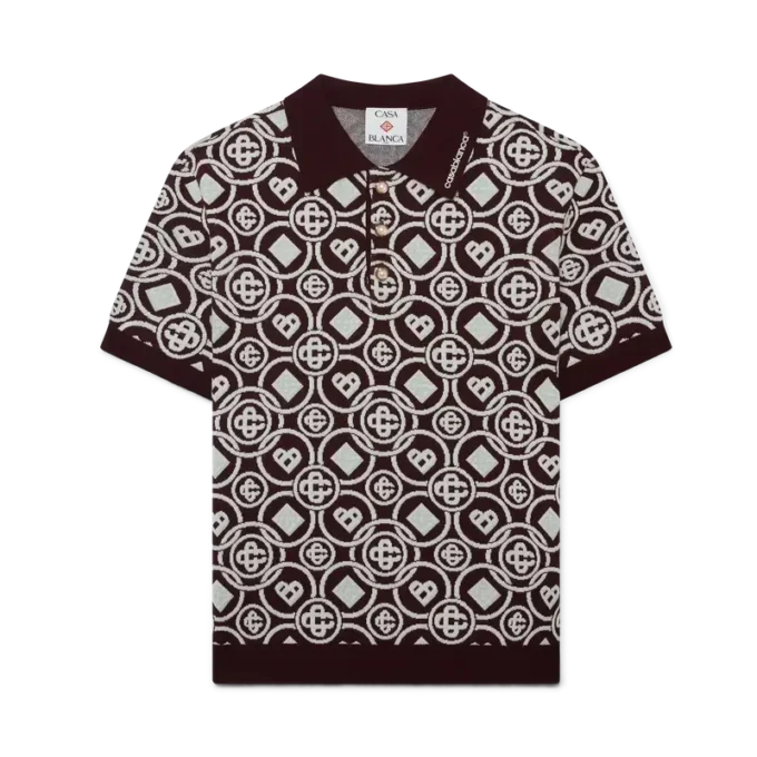 Monogram Cotton Knit Polo Shirt