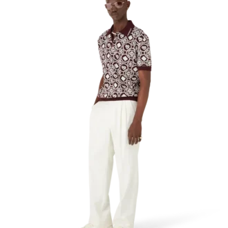Monogram Cotton Knit Polo Shirt