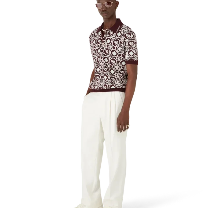 Monogram Cotton Knit Polo Shirt