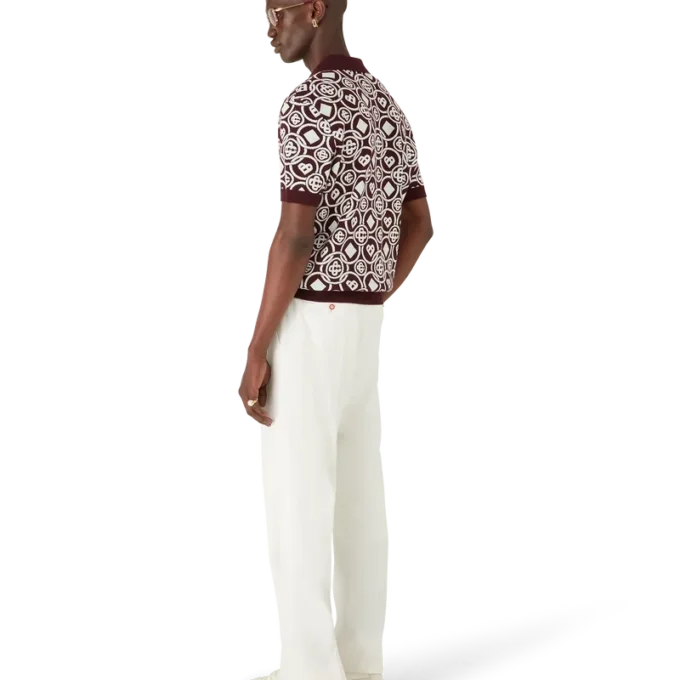 Monogram Cotton Knit Polo Shirt