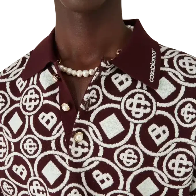 Monogram Cotton Knit Polo Shirt