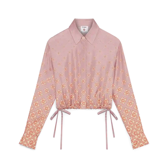 Monogram Degrade Long Sleeve Silk Shirt Monogram Degrade Long Sleeve Silk Shirt