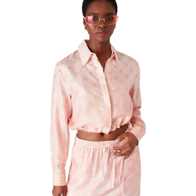 Monogram Degrade Long Sleeve Silk Shirt Monogram Degrade Long Sleeve Silk Shirt