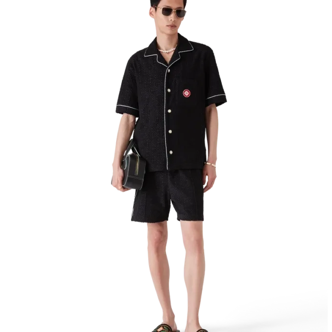Monogram Jacquard Short Sleeve Towelling Shirt Monogram Jacquard Short Sleeve Towelling Shirt