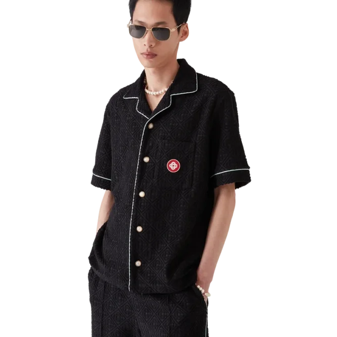 Monogram Jacquard Short Sleeve Towelling Shirt Monogram Jacquard Short Sleeve Towelling Shirt