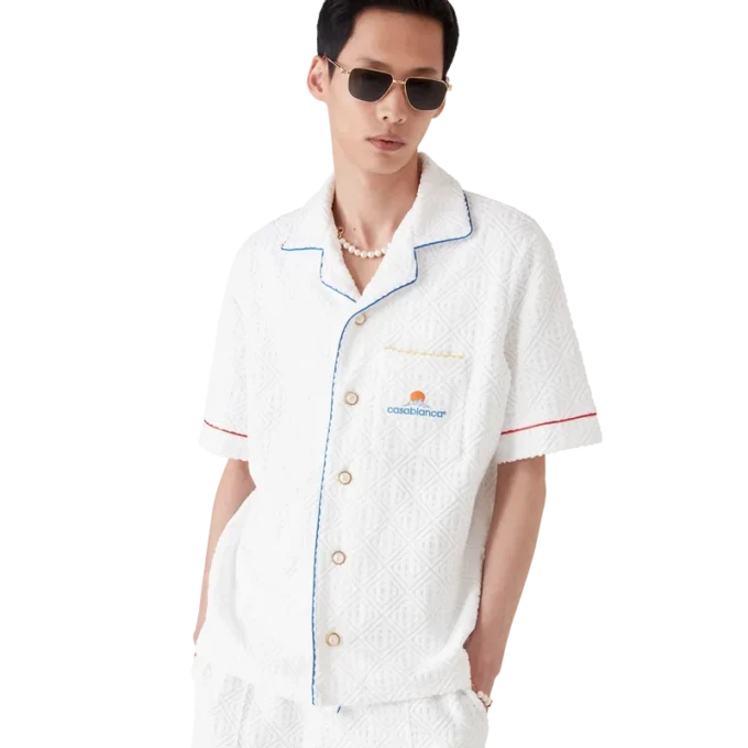 Monogram Jacquard Short Sleeve Towelling Shirt Monogram Jacquard Short Sleeve Towelling Shirt