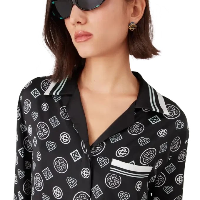 Monogram Pyjama Silk Satin Shirt