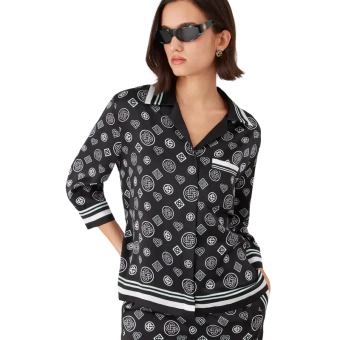 Monogram Pyjama Silk Satin Shirt