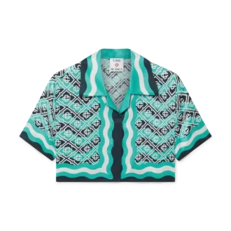 Monogram Wave Cropped Silk Shirt