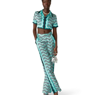 Monogram Wave Cropped Silk Shirt