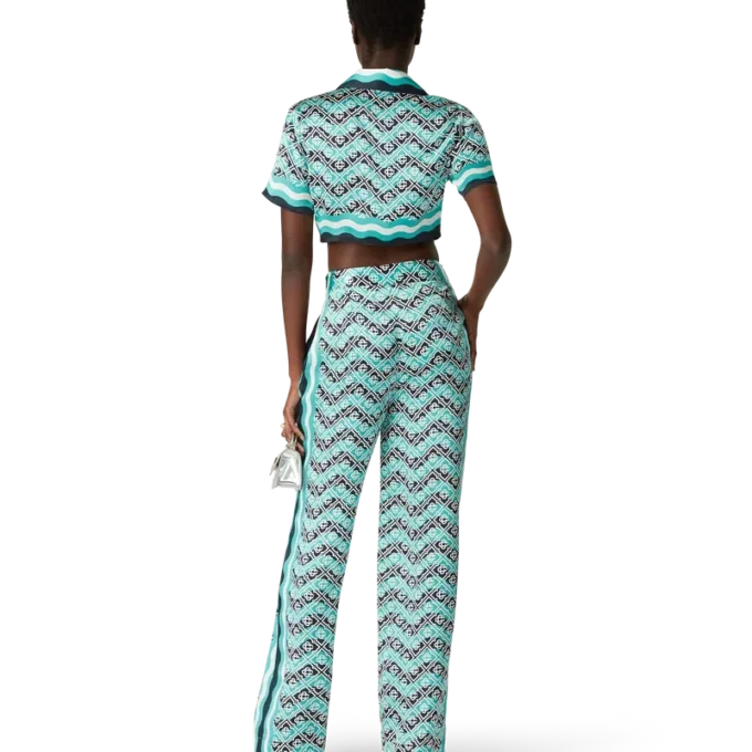 Monogram Wave Cropped Silk Shirt