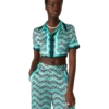 Monogram Wave Cropped Silk Shirt