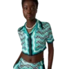 Monogram Wave Cropped Silk Shirt
