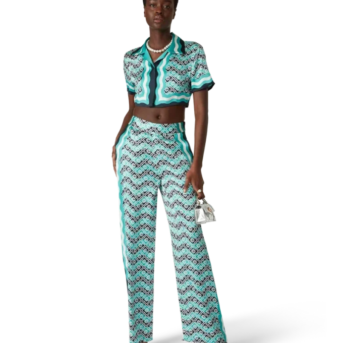 Monogram Wave Silk Trousers