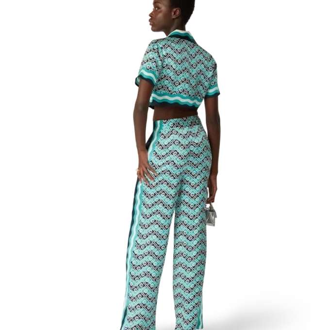 Monogram Wave Silk Trousers