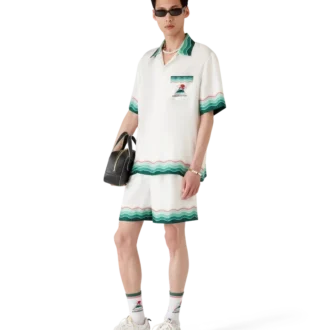 Montagne Ondulae Short Sleeve Silk Shirt
