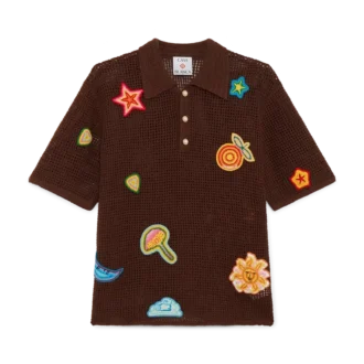 Motif Crochet Polo Shirt