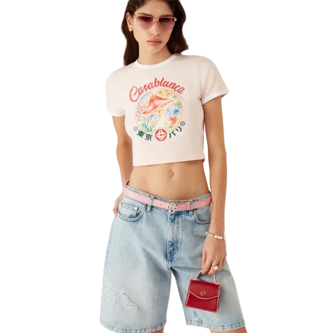 Mushroom Emblem Cropped T-Shirt
