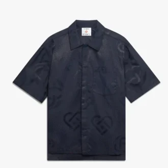 Navy Half Tone Monogram Short Sleeve Shirt