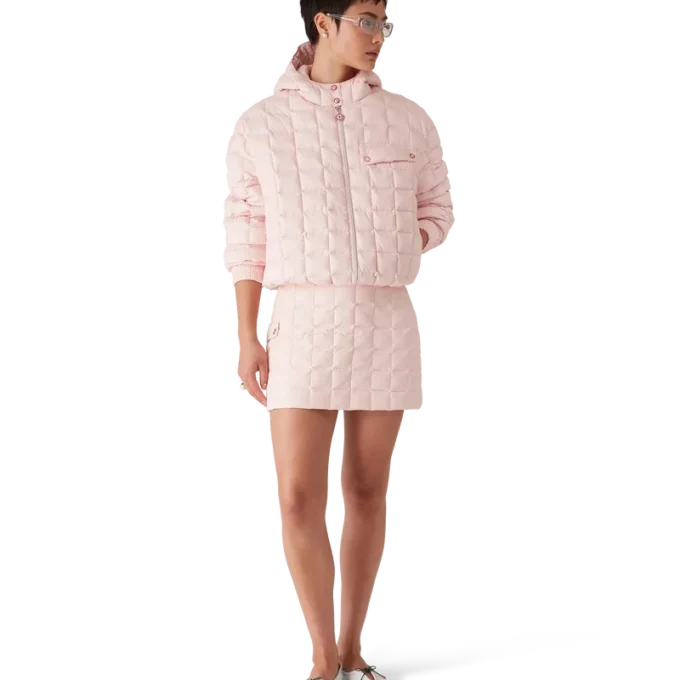 Nylon Quilted Mini Skirt