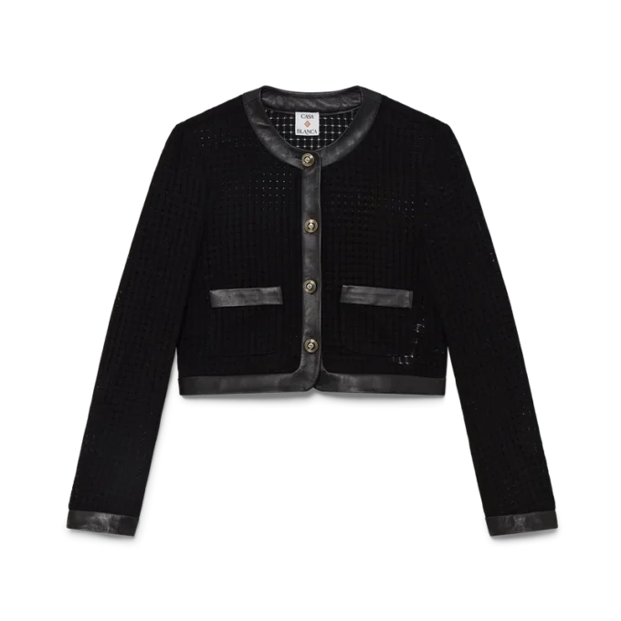 Open Weave Cropped Tailored Jacket
