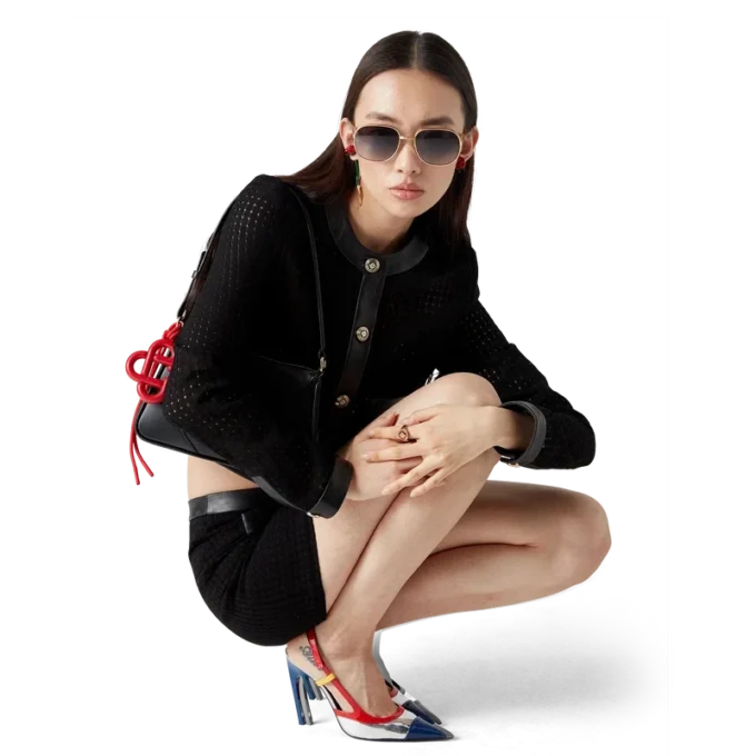 Open Weave Cropped Tailored Jacket