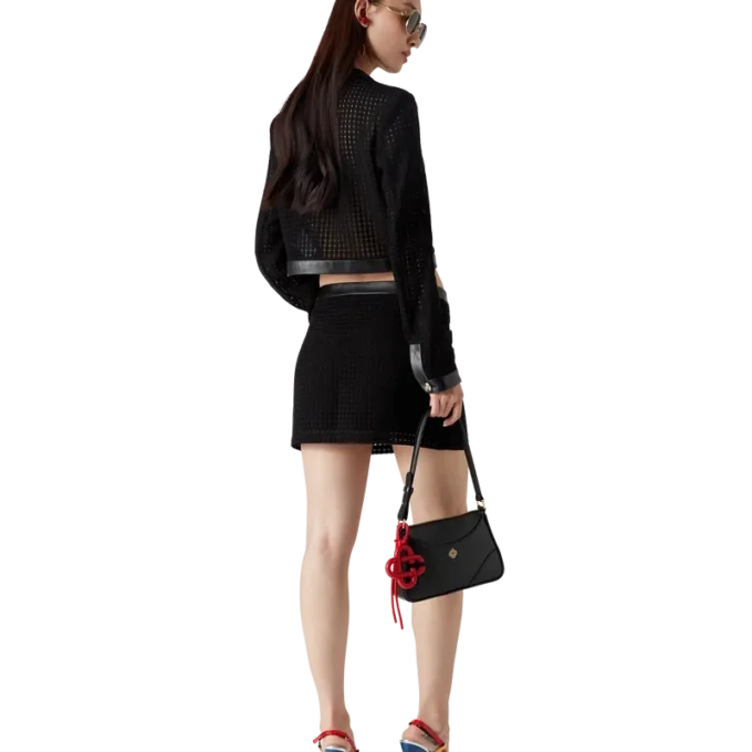 Open Weave Tailored Mini Skirt Open Weave Tailored Mini Skirt