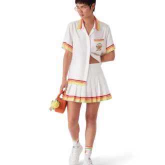 Orange Mascot Pleated Silk Twill Skirt