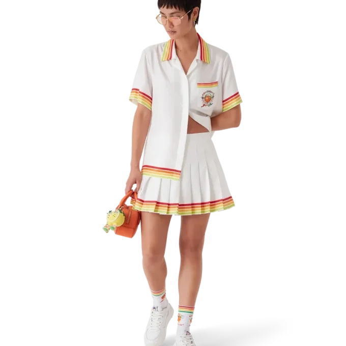 Orange Mascot Pleated Silk Twill Skirt Orange Mascot Pleated Silk Twill Skirt