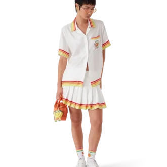 Orange Mascot Short Sleeve Silk Twill Shirt