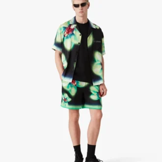 Orchid Glitch Short Sleeve Silk Shirt