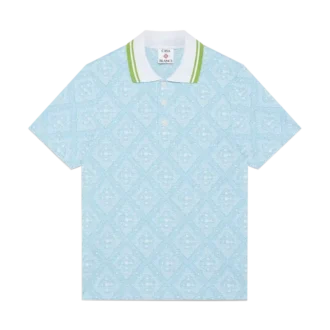 Pale Blue Jacquard Short Sleeve Jacquard Polo Shirt