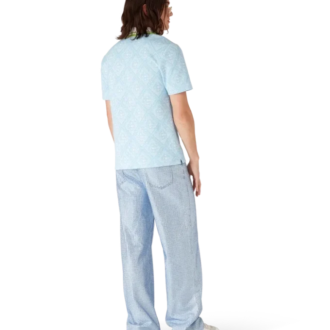 Pale Blue Jacquard Short Sleeve Jacquard Polo Shirt Pale Blue Jacquard Short Sleeve Jacquard Polo Shirt