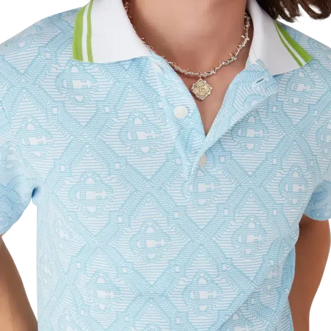 Pale Blue Jacquard Short Sleeve Jacquard Polo Shirt Pale Blue Jacquard Short Sleeve Jacquard Polo Shirt