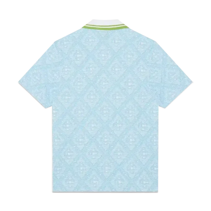 Pale Blue Jacquard Short Sleeve Jacquard Polo Shirt Pale Blue Jacquard Short Sleeve Jacquard Polo Shirt