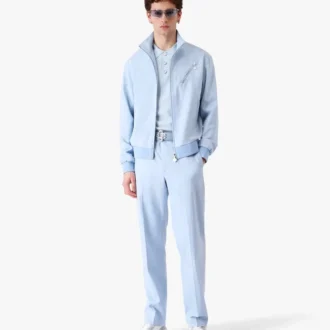 Pale Blue Jacquard Zip Jacket