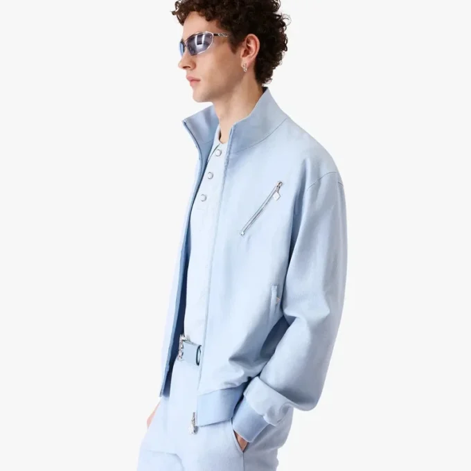 Pale Blue Jacquard Zip Jacket Pale Blue Jacquard Zip Jacket